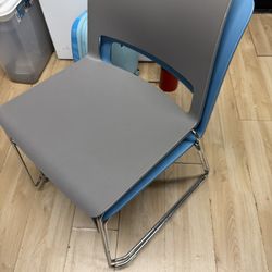 Modern Stackable Plastic Chair – Gray or Blue – Chrome Sled Base (2 Available)