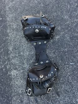 Classic Black Leather Motorcycle Saddlebags
