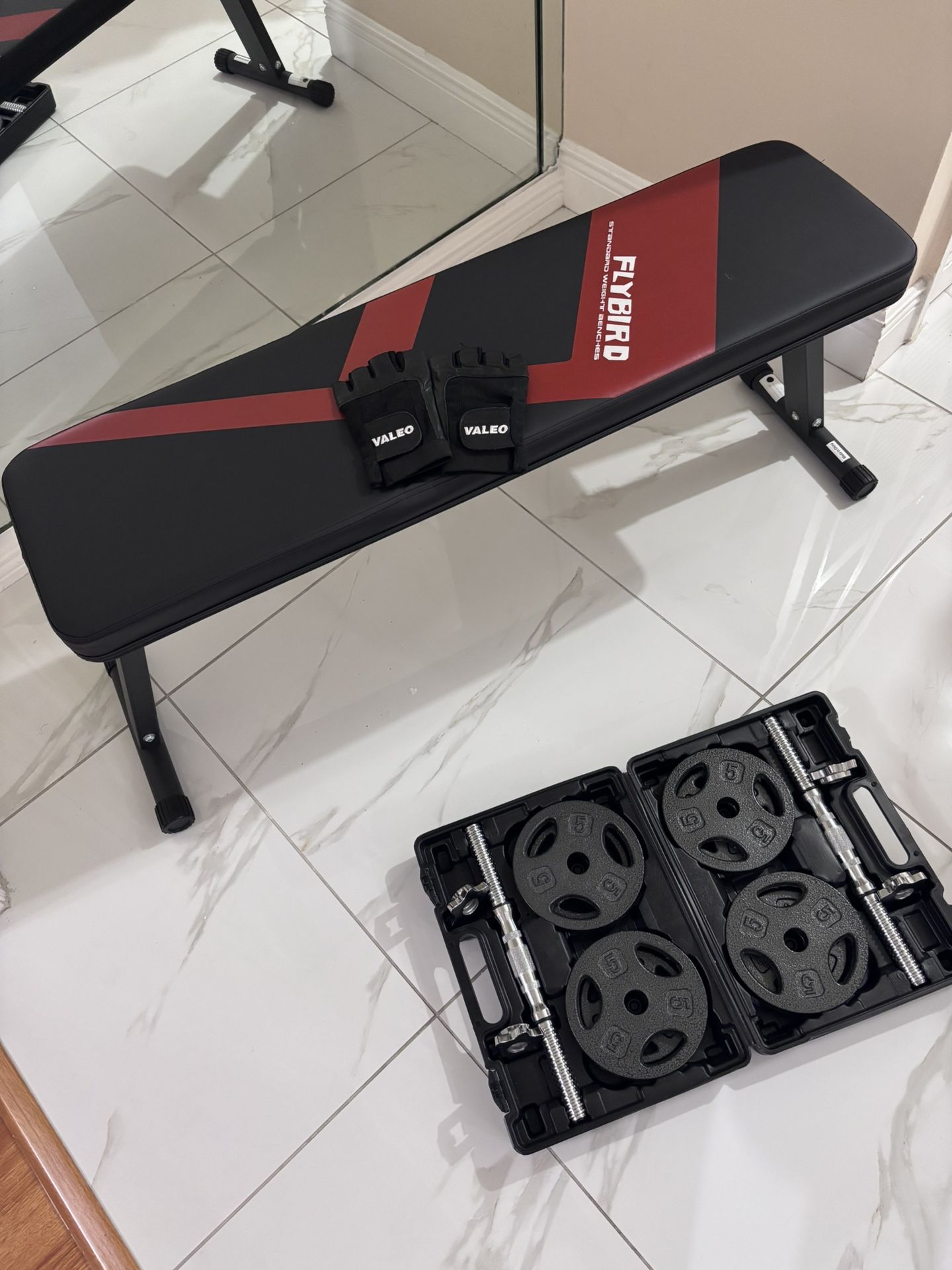 Dumbells Bench And Gloves