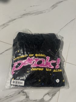 sp5der hoodie black nd pink