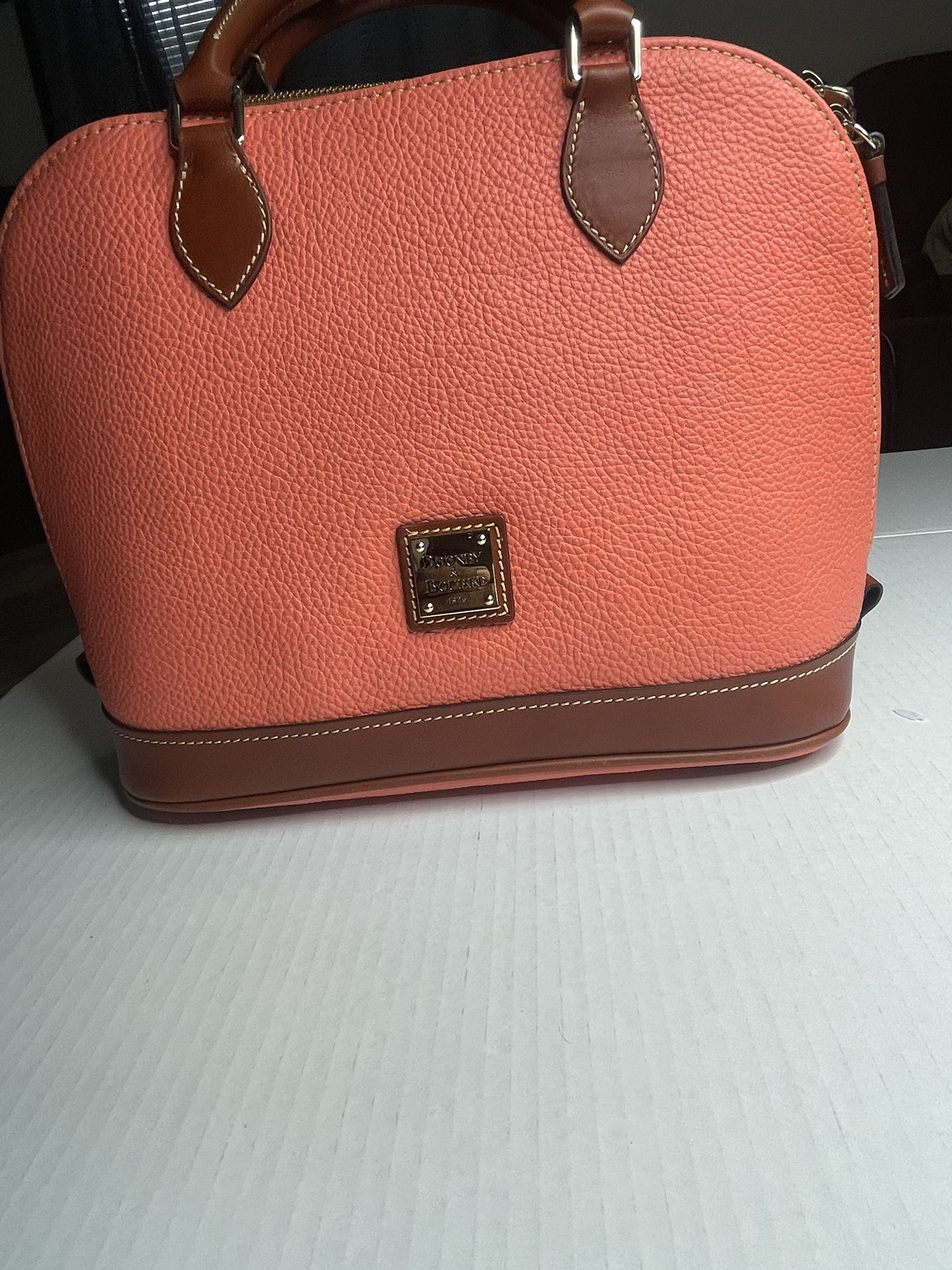 Dooney Bourke Coral Pebble Collection Zip Zip Dome Satchel Bag New