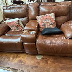 Brown Couch Set With Sofa, Loveseat, And Chair (All Recline!)