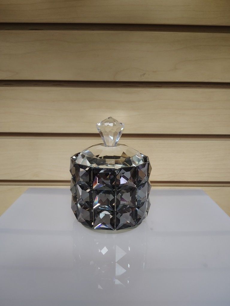 Crystal Glass Jewelry Trinket / Container, etc.. - $19.99 ( NEW ) black. Vidali Collection