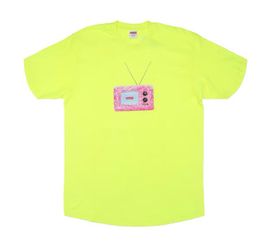 Rare Supreme Tee Tshirt M Limited Edition Bright Yellow Fuzzy PinkTv Box Logo NewYork LosAngeles