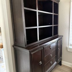 Dark Brown Wood Cabinet / China Hutch