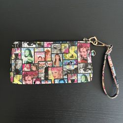 Fashion Magazine Cover Glossy Wallet Clutch Wristlet Zippered Purse Wrist Strap