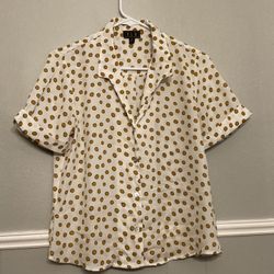 OLM Collared Gold Poka Dot Shirt 
