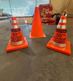 50th birthday safety cone party decorations