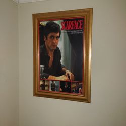 Gold Framed Scarface Poster