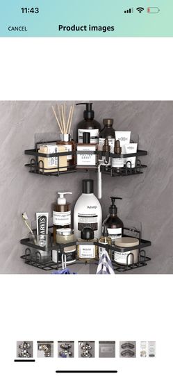 Bathroom Corner 2-tier Shelf - No Drill Needed (brand New)