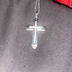 Silver Diamond Cross Necklace 