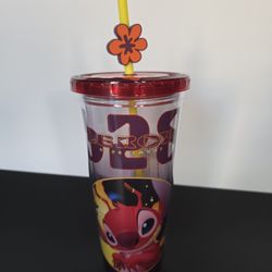 Lilo and Stitch Leroy 24oz Plastic Cold Cup with Lid and Straw Official 