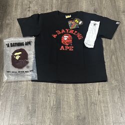 BAPE Color Camo A College Tee 'Black/Red' S
