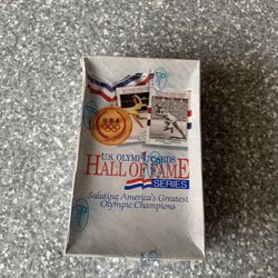 Factory sealed box of 1991 Impel US Olympic Hall of Fame Series trading cards.