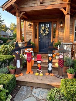Handmade Wooden Holiday Door Greeters — Cow, Penguin, Fox, Owl