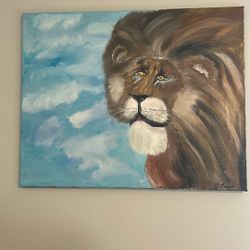 Lion in wind.     Favara art oil painting