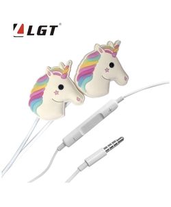 LGT Cartoon Earphone 3D Cute Animal Unicorn Earbuds Headphones Suitable to Remote and Mic for Apple Samsung HTC Android Smartphones Tablets Hands-Fre