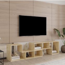 TV Console 2 Pieces L-Shaped TV Stand Adjustable Wood Entertainment Center Media Console with Open Storage Shelves for TVs Up to 75 Inch