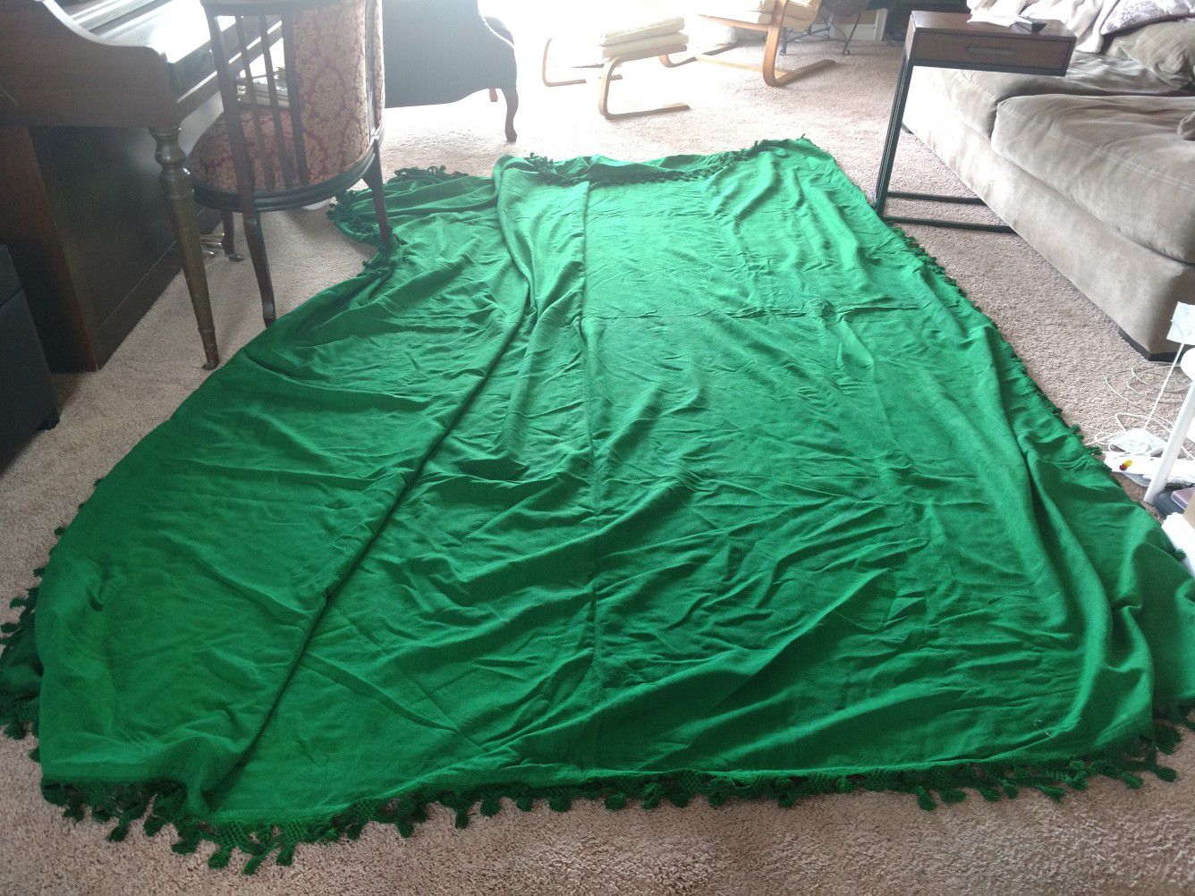 Giant Antique Green Table Cloth / Blanket in time for St Patrick's day!