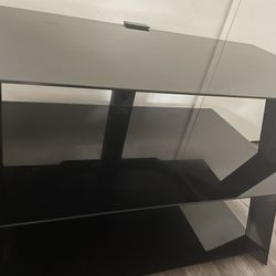 Modern Black Glass TV Stand – Sturdy & Stylish