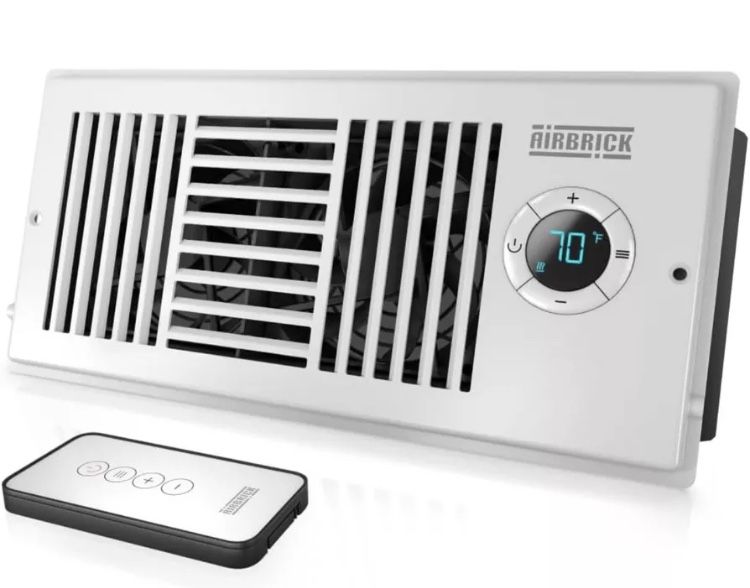 Airbrick Smart 4" x 10" AC Vent Register Booster Fan /w Remote and Thermostat