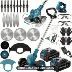 Portable Home Cordless Electric Lawn Mower, Yard Weeder/Cordless Lawn Mower With 3 Blade Sizes And Two High-Capacity Lithium-ion Batteries, Strong Pow