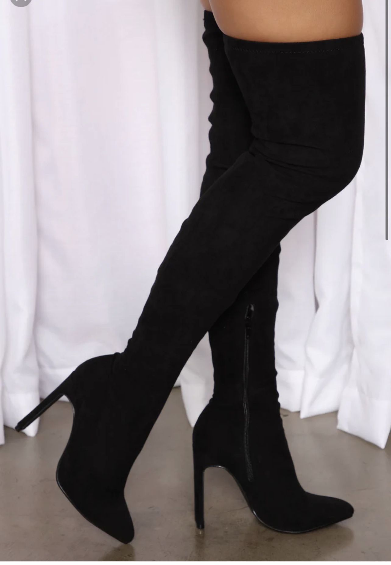 Fashion Nova Black Over The Knee Boots 