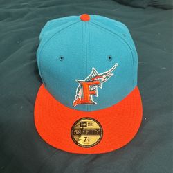 7 1/4 Marlins Teal And Orange Hat