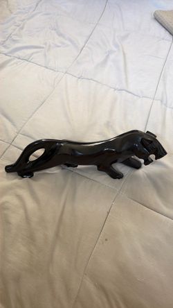 Stone Black Panther Stalking Figurine Sculpture