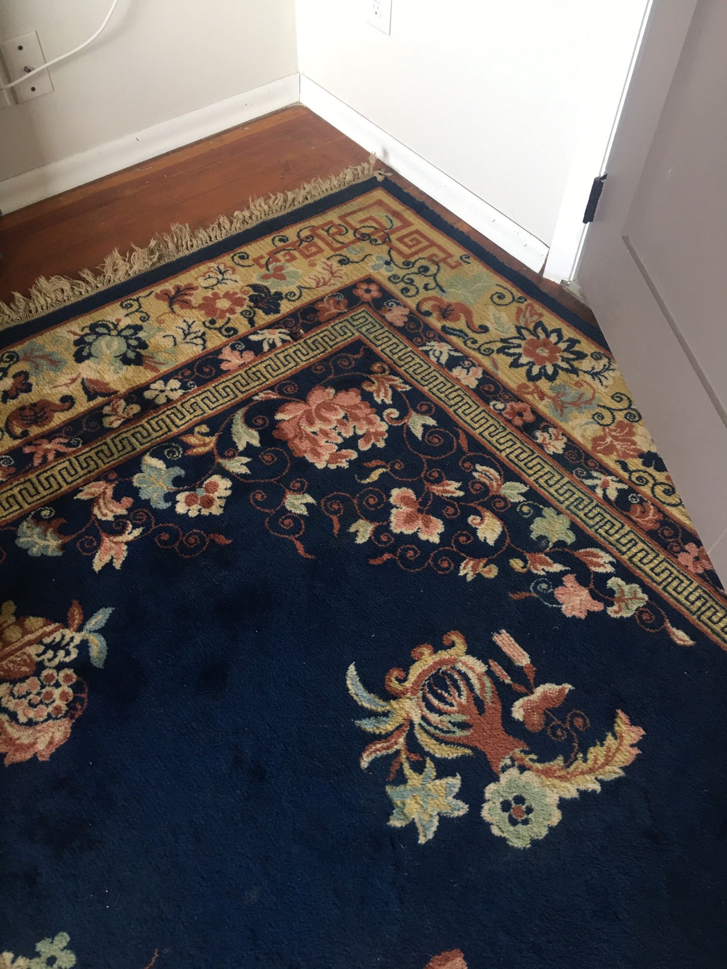 Blue wool antique area rug 10x14