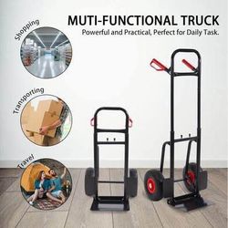 SALE! New Heavy Duty Hand Truck Dolly Cart Trolley Cart with Telescope Handle 9.4" PU Wheels