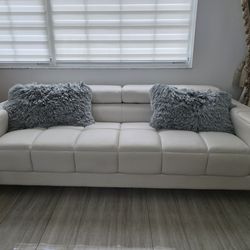 Modern white leather sofa