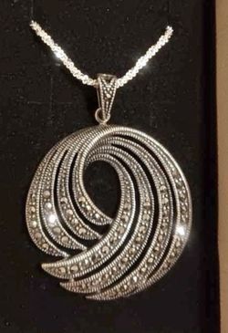 Silver Marcasite Necklace Pendant