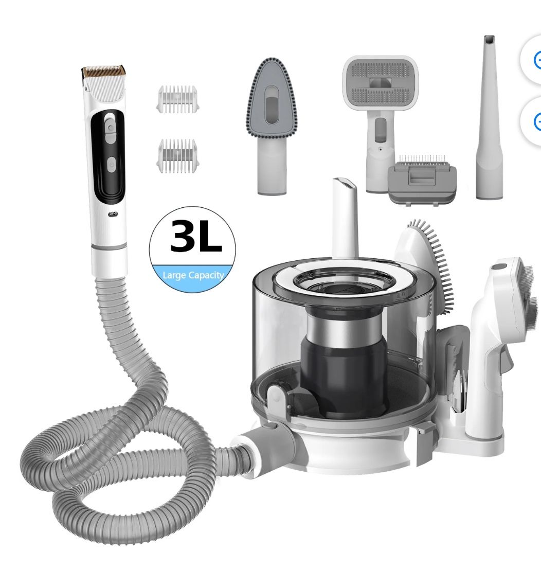 Pet Grooming Vacuum, Dog Hair Vacuum with 3 Modes, 5 In 1 Kit, 3L Large Dustbin, Low Noise