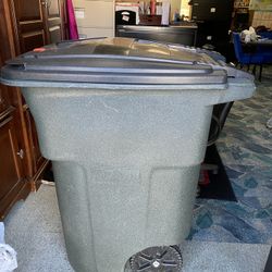 Toter 96 Gallon Greenstone Rotational Molded Wheeled Rectangular Trash CanW/lid. Used Only For Holding Paper To Be Shredded 