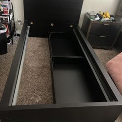IKEA MALM Twin Bed Frame And Metal Side Table