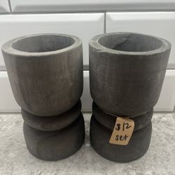 Set Of 2 Wood Candle Holders $12