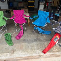 Set of 4 Foldable Camping Chairs with Carry Bags