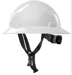 White Full Brim Hard Hat, OSHA Approved Construction Helmets for Men, 4-Point Adjustable Suspension, ANSI Z89.1