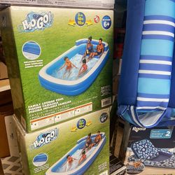 H2O Go Inflatable Family lounge Pool 10 FT w/ bench 10 ft x 7 ft x 27 in