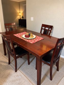 Solid Wood Dining Table Set with 4 Chairs