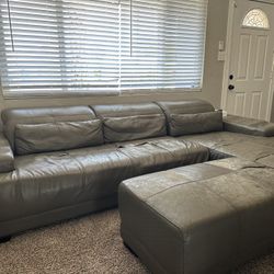 Grey leather Sectional- Free