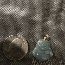 18k Yellow Gold GREEN JADE BUDDAH PENDANT