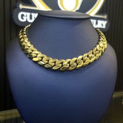 Handmade Miami Cuban Link Chain Gold Over Silver 14MM 18” 
