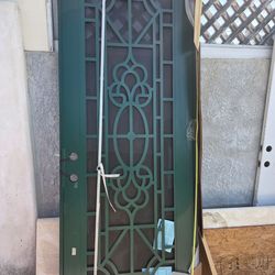 Exterior security door 36x96 swing out to the right, it goes inside the molding stucco