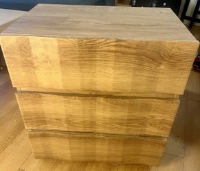 Tribesigns 3-Drawer Nightstand / End Table – Natural Wood