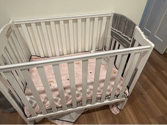 White Mini Crib with nook mattress (separate)