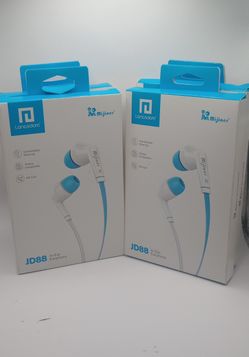 Langsdom JD88 In-Ear Earphones White Blue Wired HD Call Mic Universal New