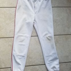 Mizuno Youth XXL White W/ Red Stripe Long Baseball Pants