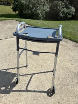 Medline Aluminum Walker w/ Tray and Clip Tote